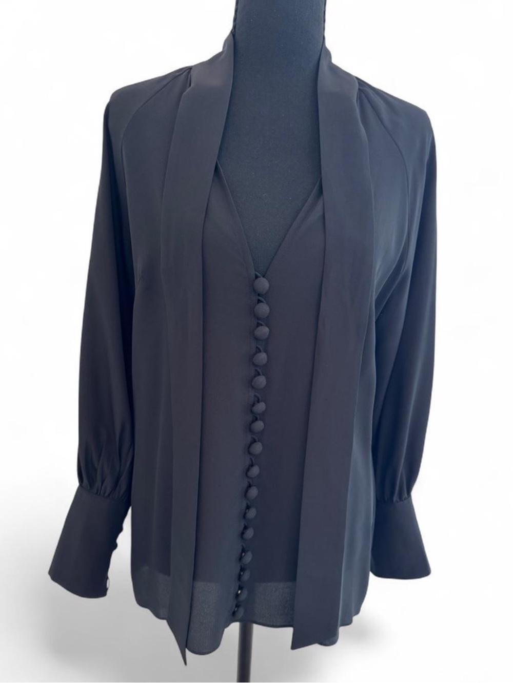 Zimmermann Black Draped Tie-Neck Blouse